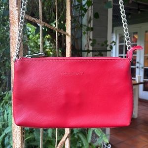 Pulicati genuine leather made in Italy red crossbody chain bag